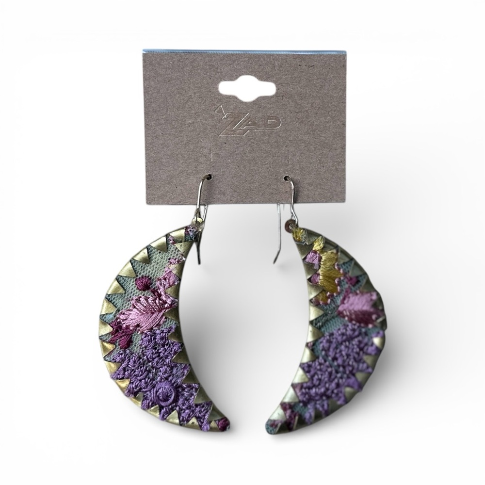 🌙 Floral Moon Crescent Earrings